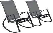 Garden Chairs, Garden Rocking Chairs 2 pcs Textilene Dark Grey