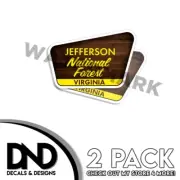 Jefferson National Forest Virginia Decals 4" x 2.6" Park VA Sign Stickers 2 Pack