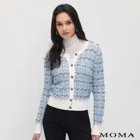 在飛比找momo購物網優惠-【MOMA】優雅小香手工剪毛針織外套(藍色)