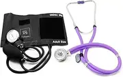 EMI EBE-340 Sprague Rappaport Stethoscope with Black Aneroid Sphygmomanometer Manual Blood Pressure Cuff Set (Lilac/Black)