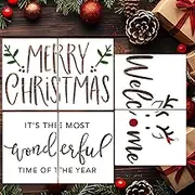 Christmas Stencils for Doormat 27"x17" Large Christmas Stencils Reusable for Porch Welcome Holiday Drawing Templates for Painting on Wood Doormat Canvas Window Glass Decor