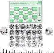 Zmbroll Flat Head Self Tapping Screws 1320Pcs Small Screws 304 Stainless Steel M1/1.2/1.4/1.7/2/2.2 Tiny Countersunk Cross Drive Head Electronic Screw 24 Kinds Micro Fastener Assortment Kit