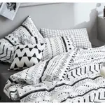 免運 北歐簡約黑白幾何純棉床包組 灰色床單被套枕套 IKEA床墊尺寸