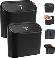 Car Trash Can Bin with Lid, 2PCS Set Small Car Garbage Can Door Bin, Leakproof Mini Car Accessories Trash Bin, Hanging Car Dustbin Organizer Container for Car Office Home