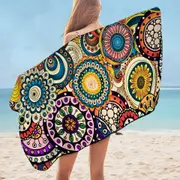Multi Colored Little Mandalas Microfiber Beach Towel