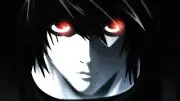 Anime lawliet l red eyes face closeup glowing black Playmat Gaming Mat Desk