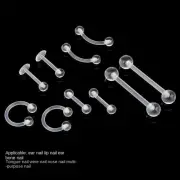 Transparent Piercing Retainer Clear Acrylic Nose Ring Lip Ear Nose Tongue