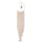 Macrame Moon Dreamcatcher, Boho Wall Hanging with Tassels, Handmade White
