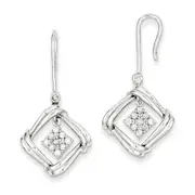14k White Gold Real Diamond Frenchwire Earrings