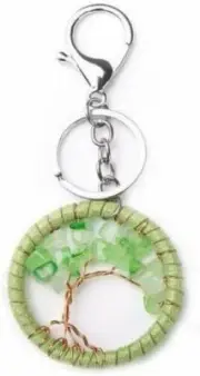 Tree Shape Handmade Tree of Life Pendant Leather Rope Key Chain