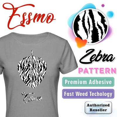 Essmo™ Zebra Black White Pattern Heat Transfer Vinyl HTV T-Shirt Iron Press SP27