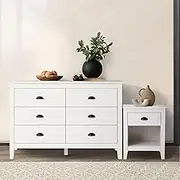 Oikiture Chest of Drawers and Bedside Table Vintage Nightstands Bedroom Set
