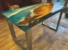 Ocean Wave Epoxy Resin Dining Table Handmade Furniture Console Bar Desk Hallway