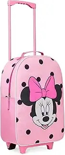 [Disney] Kids Suitcase - Foldable Trolley Bag 47 x 30cm, 2 Wheels Extendable Handle - Kids Gifts, Pink Minnie, One Size, Children's Luggage