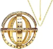 [Jemant] Astronomical Sphere Ring Folding Ball for Men Women Gold Vintage Unique Gothic Ring That Unfolds Into an Astronomical Sphere Necklace Pendant Jewelry