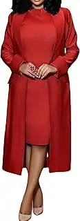 [Tcremisa] Womens 2 Piece Dress Suit Sets Notched Lapel Long Sleeve Blazer Jacket and Tank Bodycon Dress Set