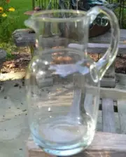Made Roumania Romania Glass Pitcher Applied Glass Applied Glass Handle