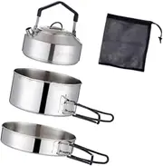 Perfeclan Camping Pot Frying Pan Kettle Cooking Set Open Fire Cookware Camping Cookware Set Cooking Gear for Travel Kitchen Backpacking