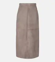 ['S Max Mara] 'S Max Mara Suede midi skirt UK 2 grey