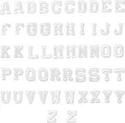 LUTER 52Pcs Iron on Letter Patches Alphabet Applique Patches Sew on Appliques with Adhesive Embroidered A-Z Letter Badge Decorative Repair Patches for Hats Shoes Bags Clothing (White)