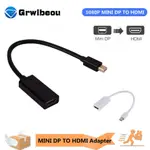 GRWIBEOU 迷你顯示端口 DP 公頭轉 HDMI 兼容母頭適配器轉換器電纜,適用於 APPLE MAC MACBO