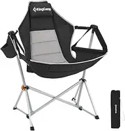 KingCamp Hammock Camping Chair Swinging Rocking Recliner Chair for Backyard Lawn Beach Camp Outside Indoor Adults Portable Lounger Folding Chair Hold Up to 300lbs with Carrying Bag (Black/Grey)