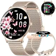 Smart Watch for Women Answer/Make Calls, 1.43" AMOLED Ultra-Thin Display, 100+ Sports Modes Fitness Tracker Smartwatch with 5ATM Waterproof, Message Notification Music DIY Watch for Android iOS Phones