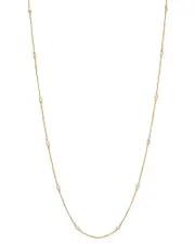 Diamond Station Necklace in 14K Yellow Gold, .30 ct. t. w.