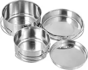 BRIGHTFUFU 4pc Stainless Steel Pot Pan Set Compact Outdoor Camping Cookware for Hiking Trekking