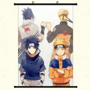 NARUTO and Sasuke Anime Poster with hooks framed hanger 24x36 inches