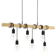 Eglo Townshend Black And Timber 6 Light Bar Pendant