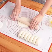 Silicone Pastry Mat Extra Thick Non Stick Baking Mat, Non Slip Baking Mat with Measurement, Fondant,Counter,Dough Rolling Mat, Oven Liner, Pie Crust Mat (50×40cm)