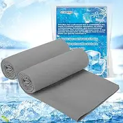 PVA Cooling Towels - Quick Chilly Gym Towel Lasts 5 Hours for Neck and Face Hot Weather, Highly Absorbent, UPF 50+ for Outdoor Workout Sports Golf Yoga (2Pcs 33.5" x 13", Grey)