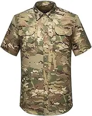 [HanzhuoLG] Men Tactical Tshirt Military Camouflage Cargo Outdoor Tshirt Army Offroad Man Top Baggy Short Sleeve Shirts for Men's CP M