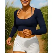 Women's Running Top Running Shirt Slim Long Sleeve Top Breathable Quick Dry Lightweight Elastic Tennis Golf Running Sportswear Activewear Solid Colored Black W