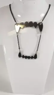 Large Acrylic Vampire Mouth Teeth Dangle Mirror plastic Perspex Necklace