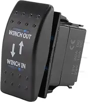 12V 20A Winch in Winch Out ON-Off-ON Rocker Switch 7 Pin LED Blue