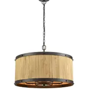 CLA Lighting Barrique Retro Drum Wood Pendant Light Large Bronze