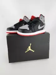 Size 4C - Air Jordan Retro 1 Mid Cement Grey Red Black Toddler - Brand New