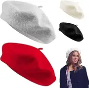 [ESOMAVRIX] Beret Hats for Women, 4PCS Soft Warm Wool Beret, Fashion French Style Beret Cap, Portable French Hats for Women Ladies Girls Winter, Beret Hats for Women/4399