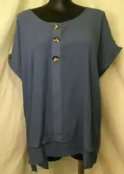 AUTOGRAPH CORNFLOWER BLUE "BUTTON" DOUBLE LAYER TOP SZ 26-NEW REDUCED $