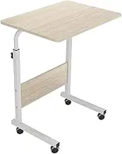 Adjustable Mobile Laptop Table Desk Rolling, Portable Beside Sofa Side Desk Height Adjustable Computer Desk Study Room Bedroom Living Room for Bed Sofa, 80 * 40 cm, White Maple