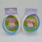 2 Holiday Home Easter Egg and Rabbit Tin Cookie Cutter Sets