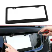 Car Carbon Fiber License Plate Frame Tag Cover + 2 Screw Caps Auto Accessory (for: Jaguar)