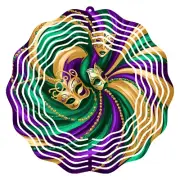 Outdoor Decor Wind Spinner Mardi Gras Yard Garden Metal Kinetic 10 inches