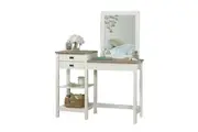 Design Square Cottage Road Wooden Vanity Dressing Make-Up Table W/ Mirror Soft White