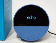 Echo Spot (2024 release) Smart alarm clock with Alexa Ocean Blue -open box