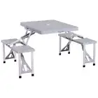 Portable Foldable Camping Picnic Table with Seats Chairs and Umbrella Hole