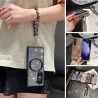 For Samsung Galaxy Z Fold6/5/4/3 Bling Diamond Women Girls Phone Case With Strap