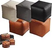 Stuffable Cushion Bag, 2025 New Unstuffed Pouf Ottomans, 17 inch Floor Footrest Cushion Storage Solution for Living Rooms Bedrooms, Cube Decorative Footrest Storage Bag (#5,L)